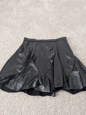 NWT Topshop IDOL Faux Leather Black Mini Circle Skirt 6